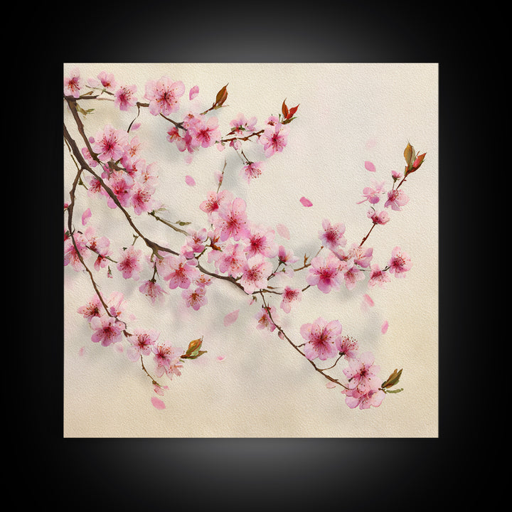 Pink Cherry Blossom Branch Wall Art, Japanese Botanical Print, Spring Floral Wall Decor, Minimalist Bedroom Decor Gift For Her