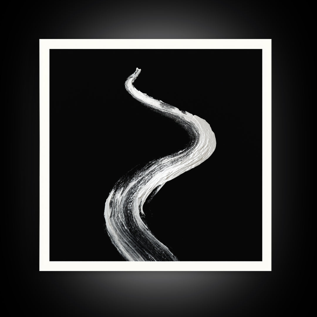 Minimalist Black And White Abstract Line Wall Art, Modern Monochrome Painting Print, Contemporary Home Decor Office Art
