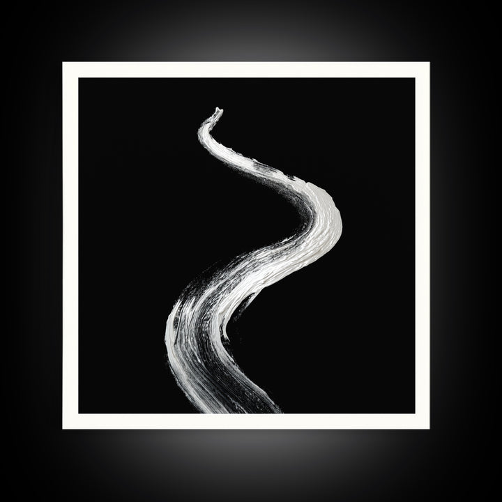 Minimalist Black And White Abstract Line Wall Art, Modern Monochrome Painting Print, Contemporary Home Decor Office Art