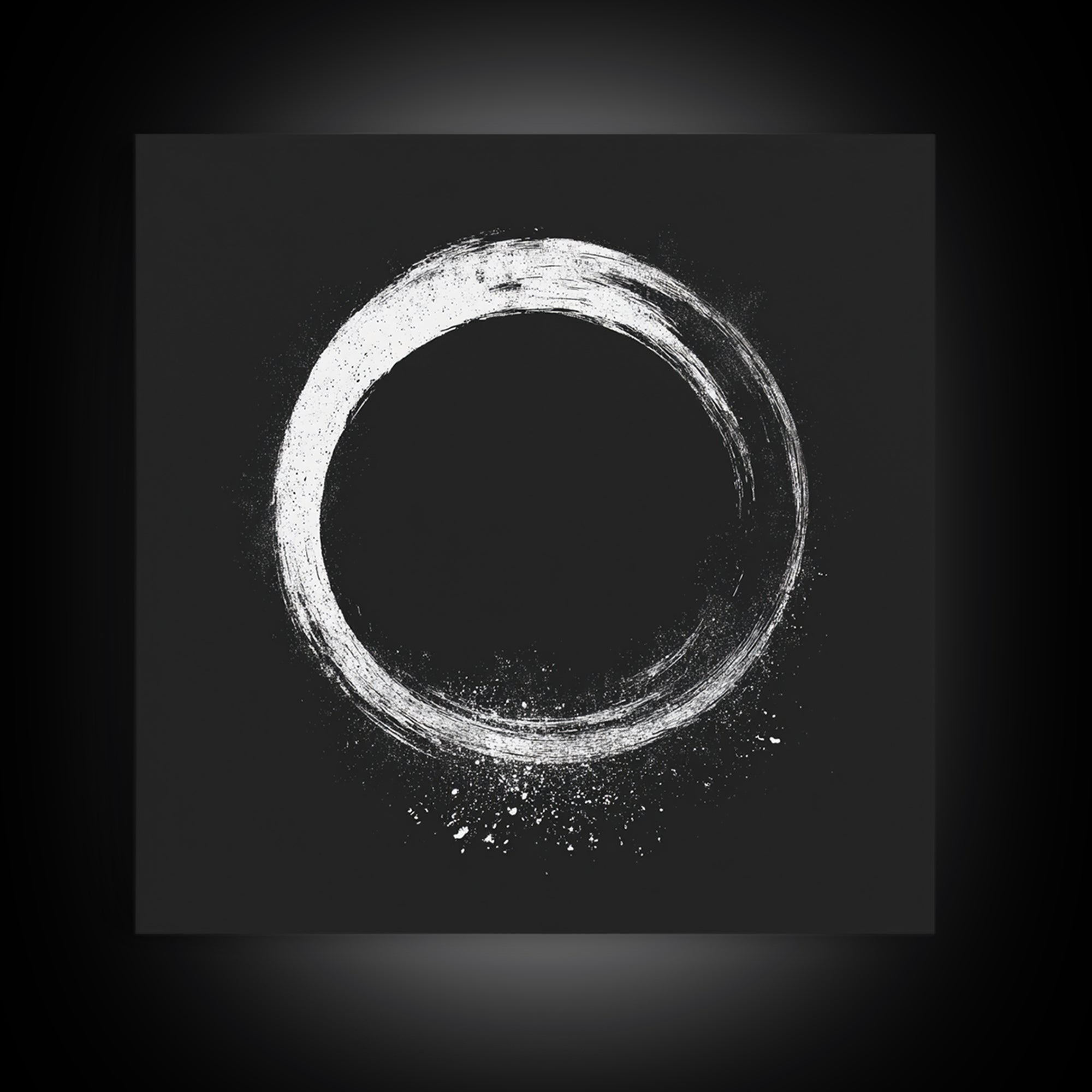 Minimal Enso Circle Zen Wall Art, Black And White Brushstroke Framed Canvas Print, Japanese Meditation Decor