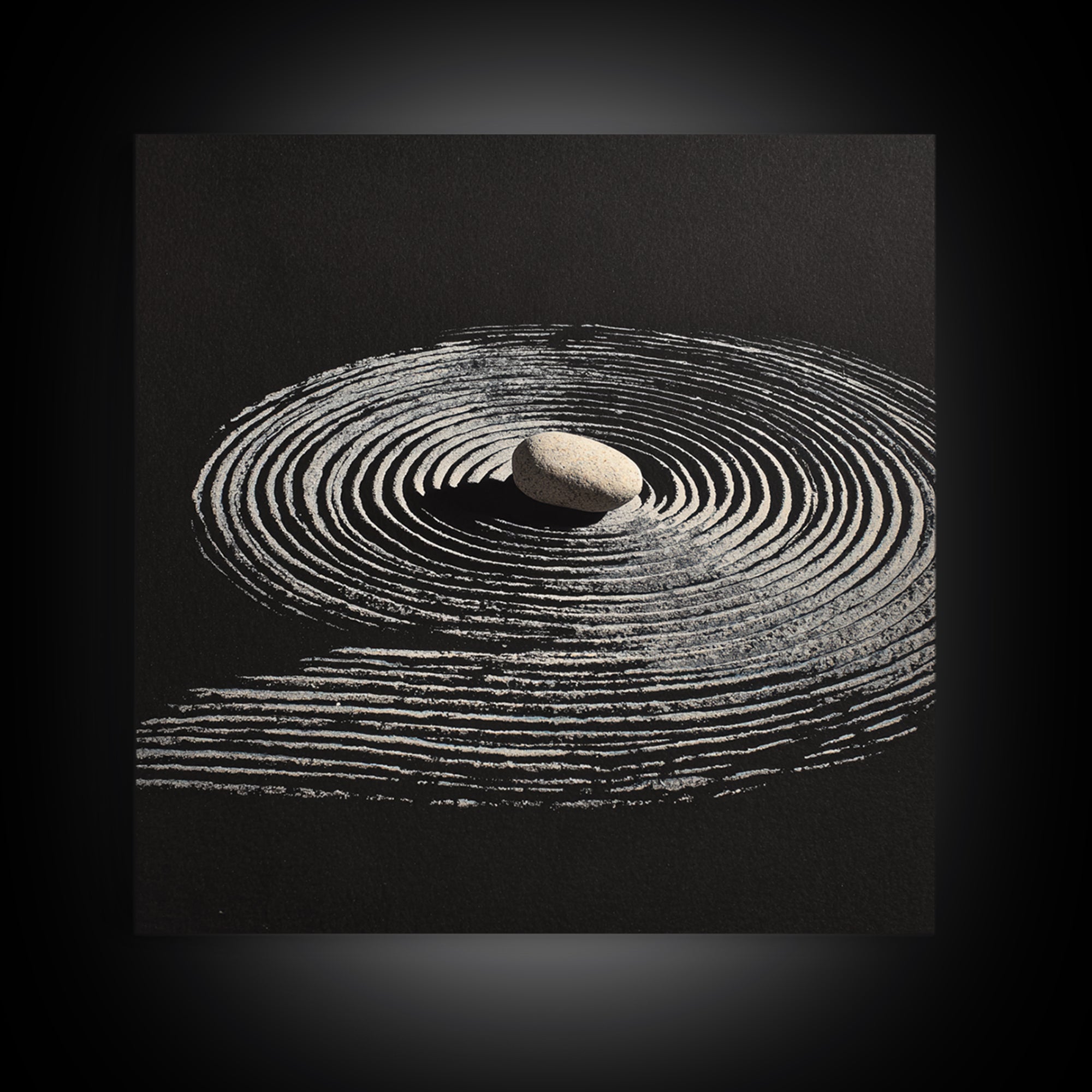 Minimalist Zen Rock And Sand Circle Wall Art, Japanese Zen Decor, Calming Neutral Abstract Art Print, Modern Office Wall Art