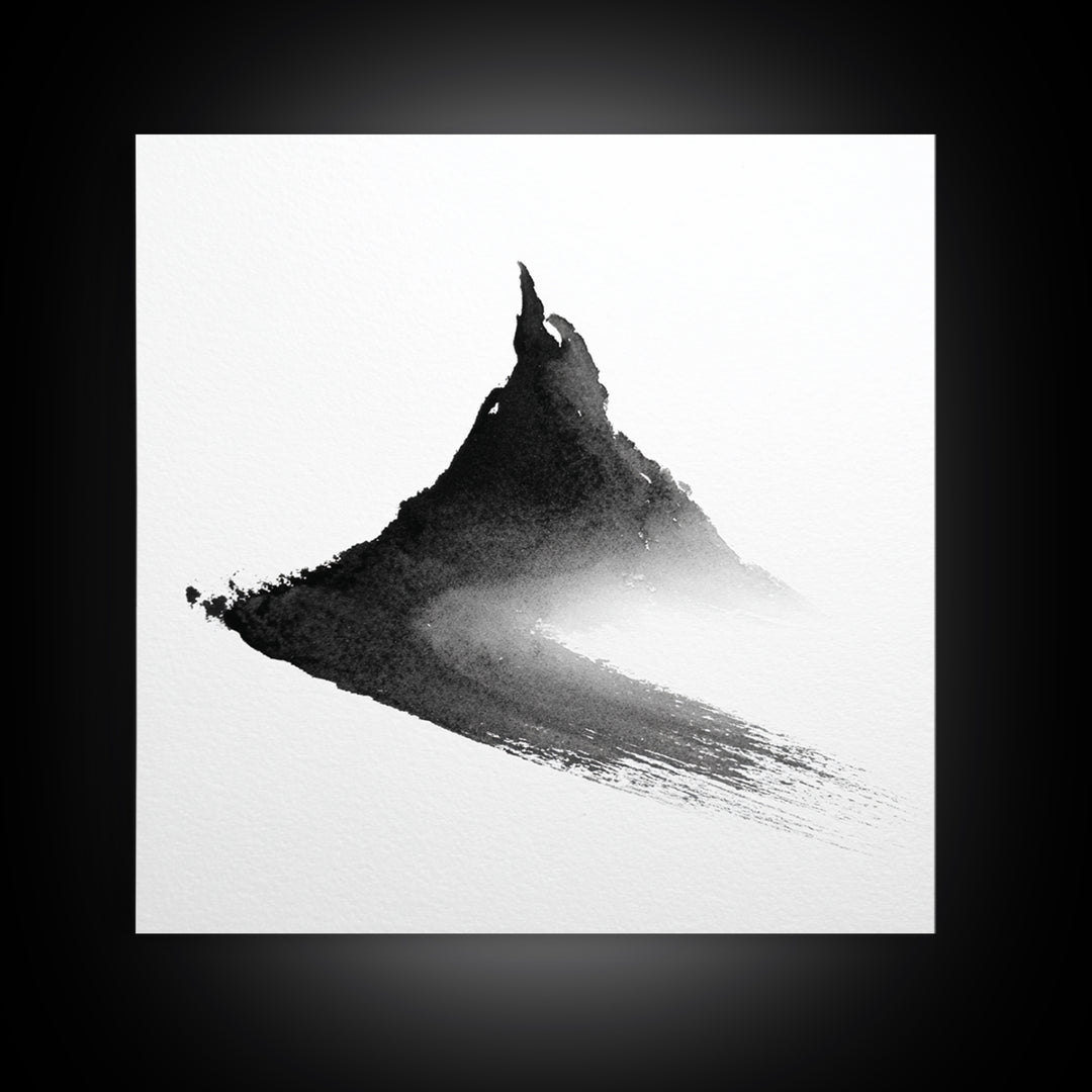 Minimalist Ink Mountain Brushstroke Wall Art, Black And White Abstract Canvas Print For Japandi Modern Home Decor