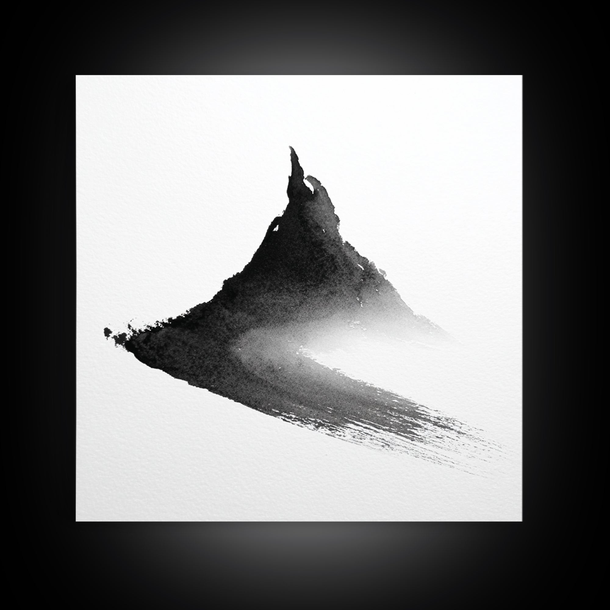 Minimalist Ink Mountain Brushstroke Wall Art, Black And White Abstract Canvas Print For Japandi Modern Home Decor