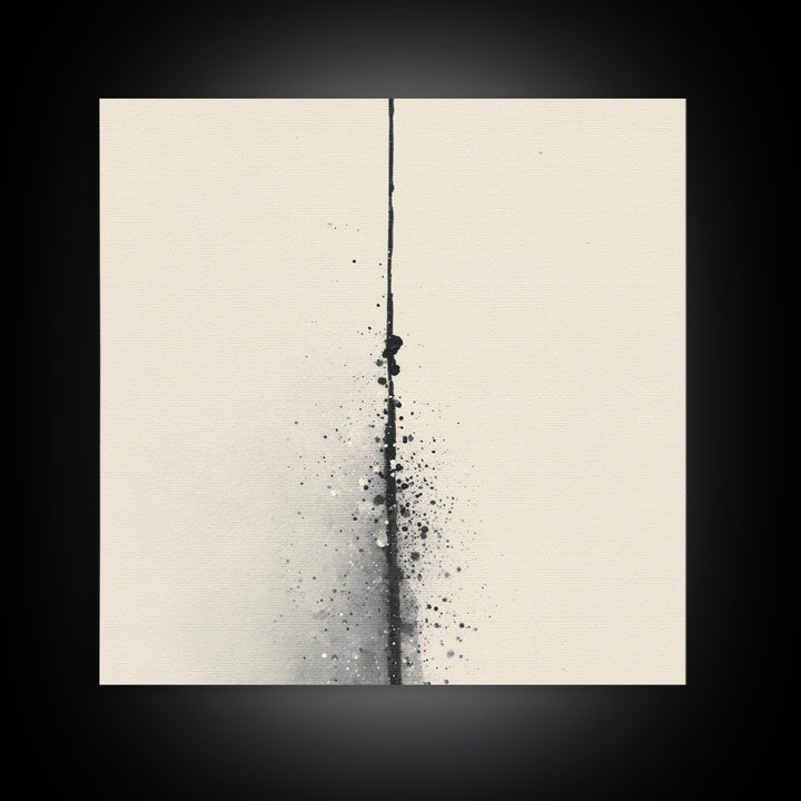 Minimal Black Ink Line And Splatter Abstract Wall Art Print, Modern Monochrome Home Decor, Neutral Minimalist Wall Art