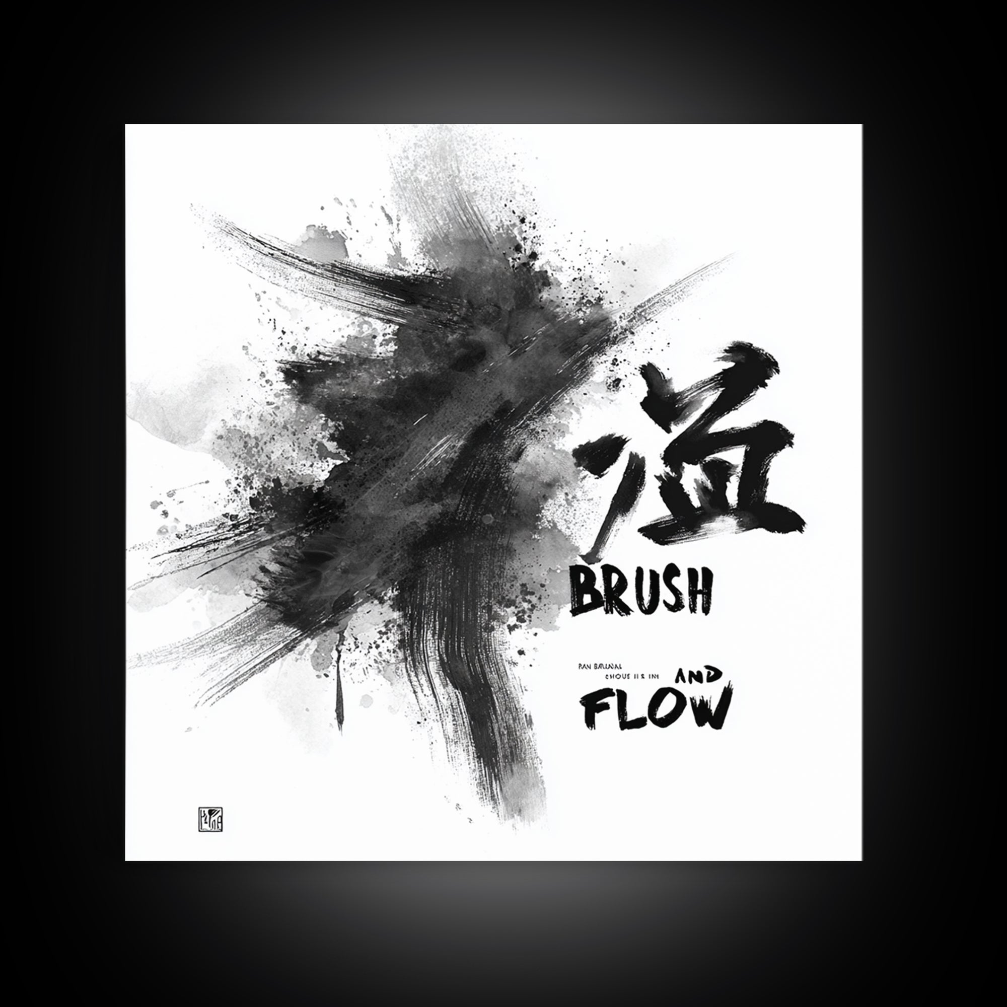 Bold Ink Brush Calligraphy Wall Art, Black And White Abstract Painting Print, Modern Japanese Wall Decor For Office Or Home