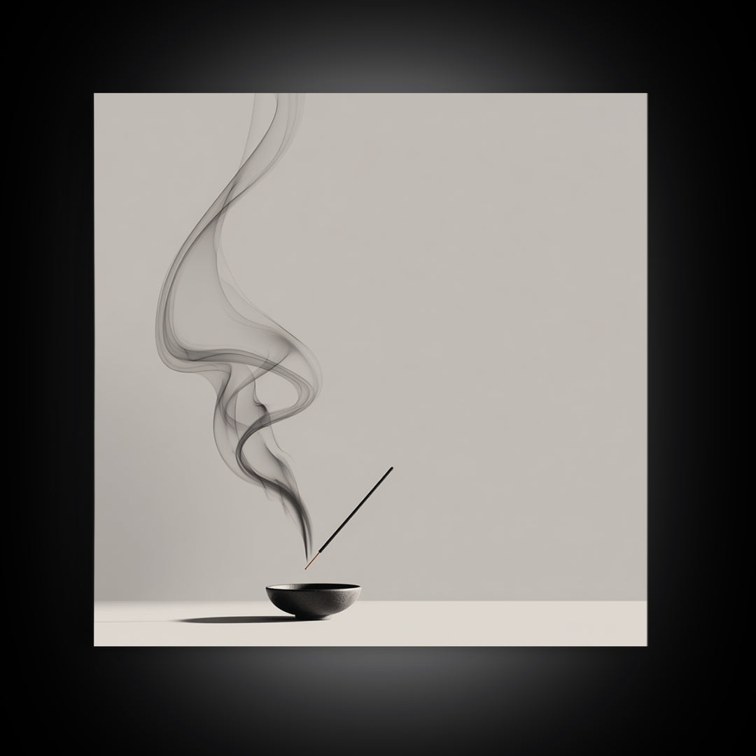 Zen Minimalist Abstract Smoke Art Canvas Print Black And White Wall Art Modern Home Decor For Living Room And Office Wall