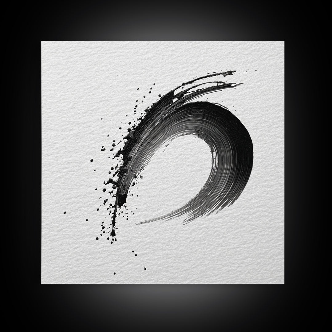 Zen Enso Brush Stroke Minimalist Black And White Wall Art Japanese Calligraphy Painting Modern Decor Minimalist Wall Art Print
