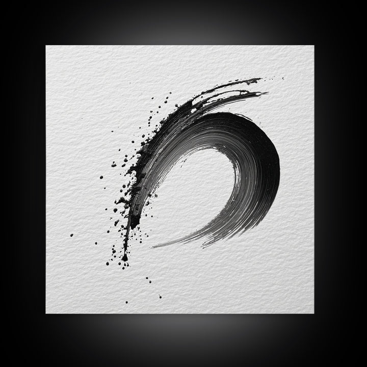 Zen Enso Brush Stroke Minimalist Black And White Wall Art Japanese Calligraphy Painting Modern Decor Minimalist Wall Art Print