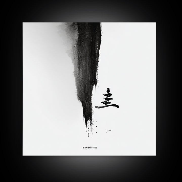 Black And White Zen Brushstroke Wall Art Minimalist Japanese Calligraphy Modern Abstract Print Neutral Home Decor Canvas Print