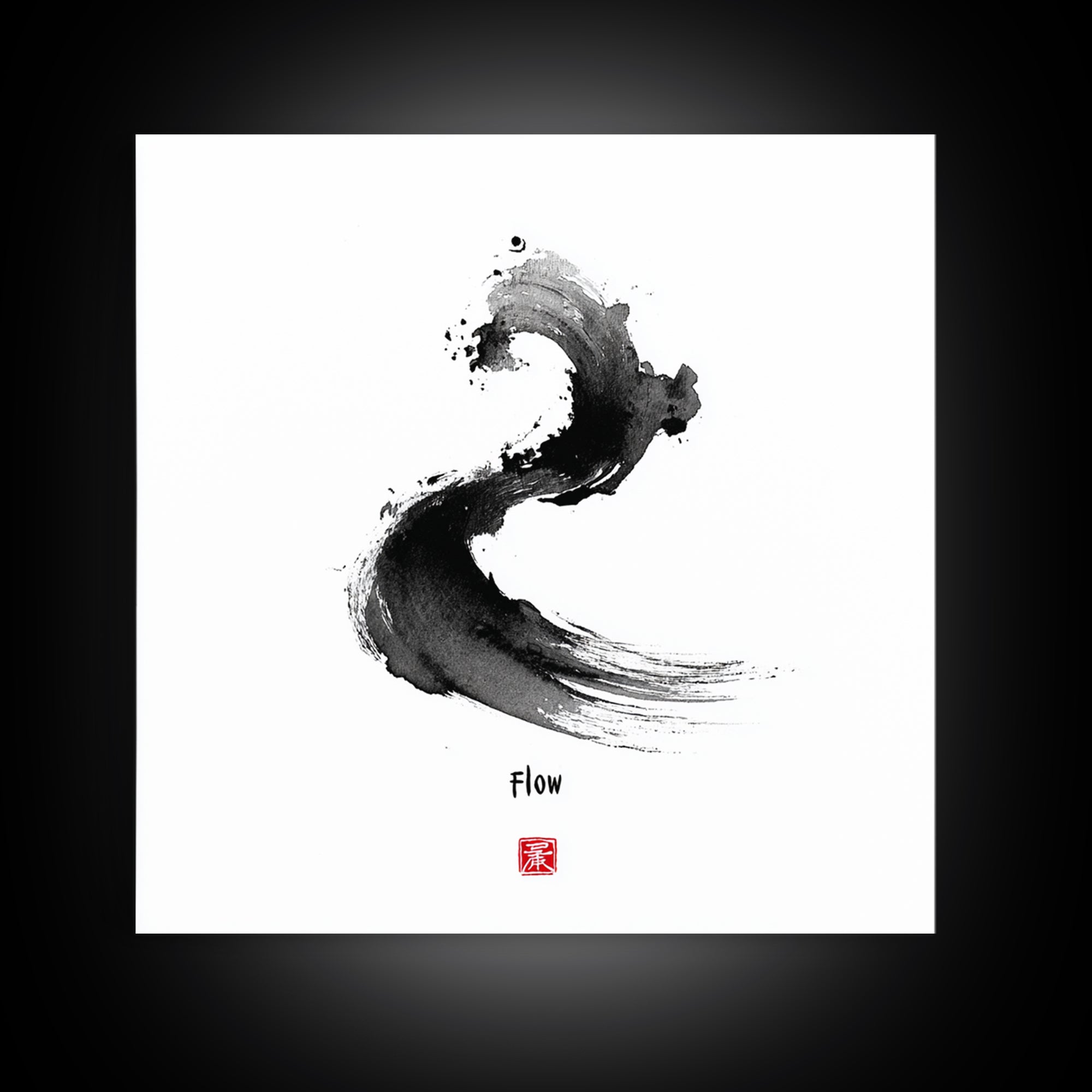 Minimalist Black Ink Flow Brushstroke Abstract Wall Art Contemporary Art Canvas Print For Modern Home Decor