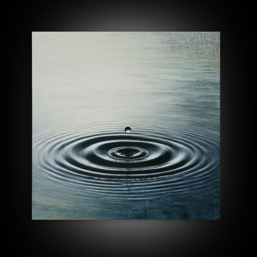 Single Water Drop Ripple Wall Art, Minimalist Zen Lake Print, Calming Neutral Home Decor, Modern Wabi Sabi Bathroom Or Spa Wall Art