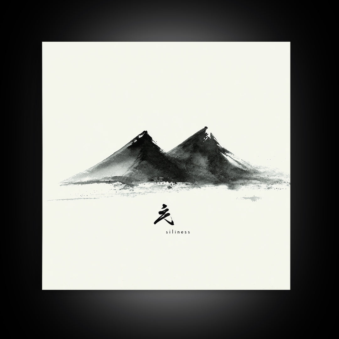 Minimalist Ink Mountains Japanese Landscape Wall Art Black And White Print Modern Zen Home Decor