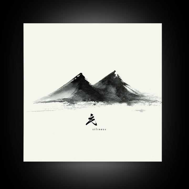 Minimalist Ink Mountains Japanese Landscape Wall Art Black And White Print Modern Zen Home Decor
