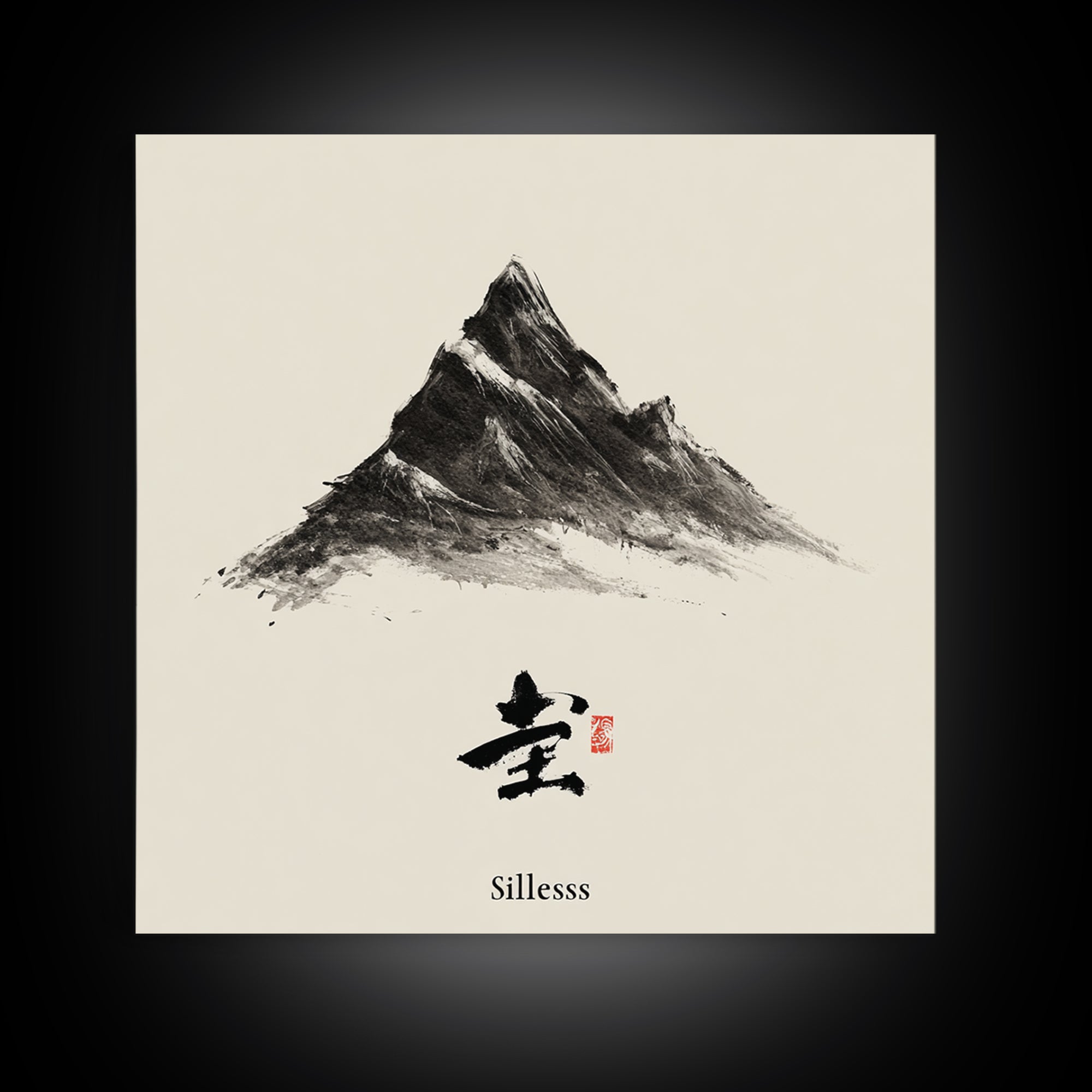 Minimal Ink Mountain Landscape Wall Art, Japanese Inspired Black And White Print, Calm Zen Home Decor Canvas Print