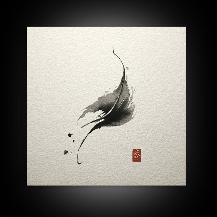 Minimalist Ink Brushstroke Wall Art Print, Japanese Zen Abstract, Black And White Art, Modern Japandi Home Decor