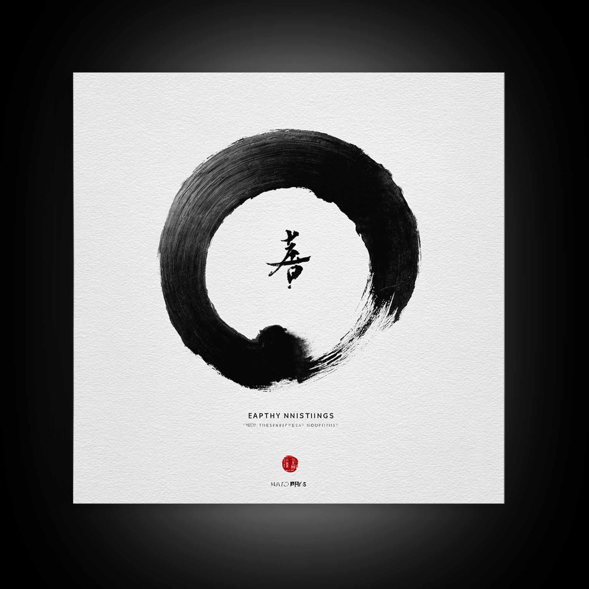 Zen Enso Circle Japanese Calligraphy Wall Art Print, Minimalist Black And White Meditation Decor For Modern Home