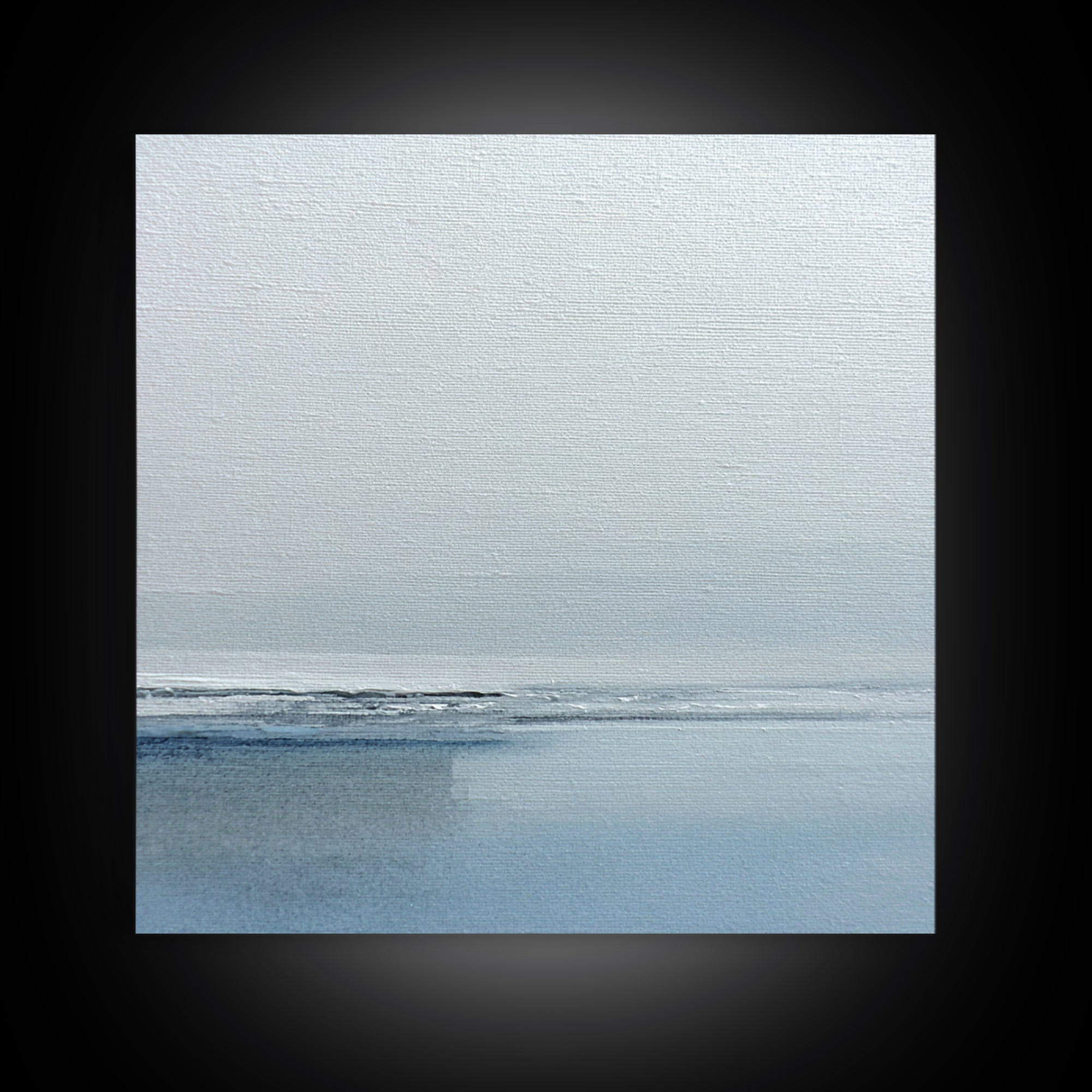 Minimal Misty Seascape In Soft Grey And Blue Wall Art, Neutral Abstract Ocean Canvas Print For Modern Decor