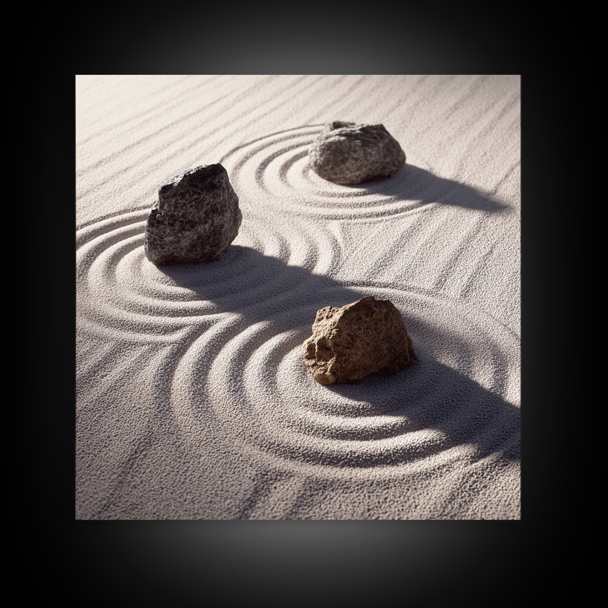 Minimalist Zen Rock Garden Wall Art, Neutral Japanese Canvas Print, Wabi Sabi Decor, Calming Modern Bedroom And Spa Wall Art