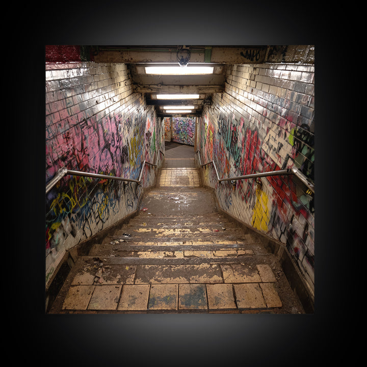 Graffiti Subway Stairwell Wall Art, Urban Photography Print, Industrial Wall Decor, Street Art, Office Decor Gift, Contemporary Art