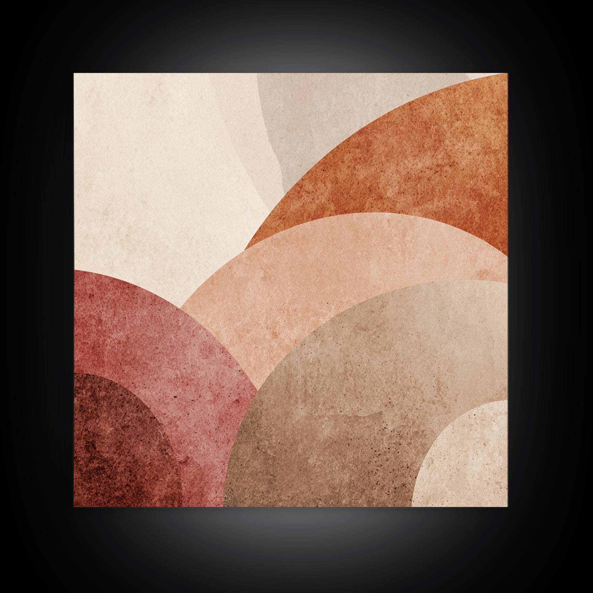 Layered Terracotta Arches Abstract Wall Art, Neutral Canvas Print For Boho Decor, Modern Living Room Decor, And Office Decor
