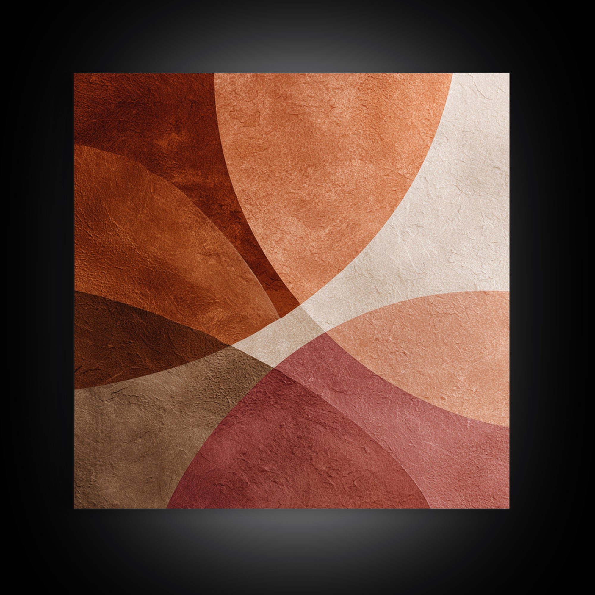 Rust Red Overlapping Shapes Canvas Print, Abstract Wall Art For Mid Century Modern Decor, Earth Tone Home Decor, And Office Decor