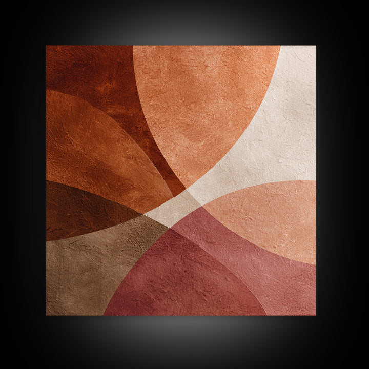 Rust Red Overlapping Shapes Canvas Print, Abstract Wall Art For Mid Century Modern Decor, Earth Tone Home Decor, And Office Decor