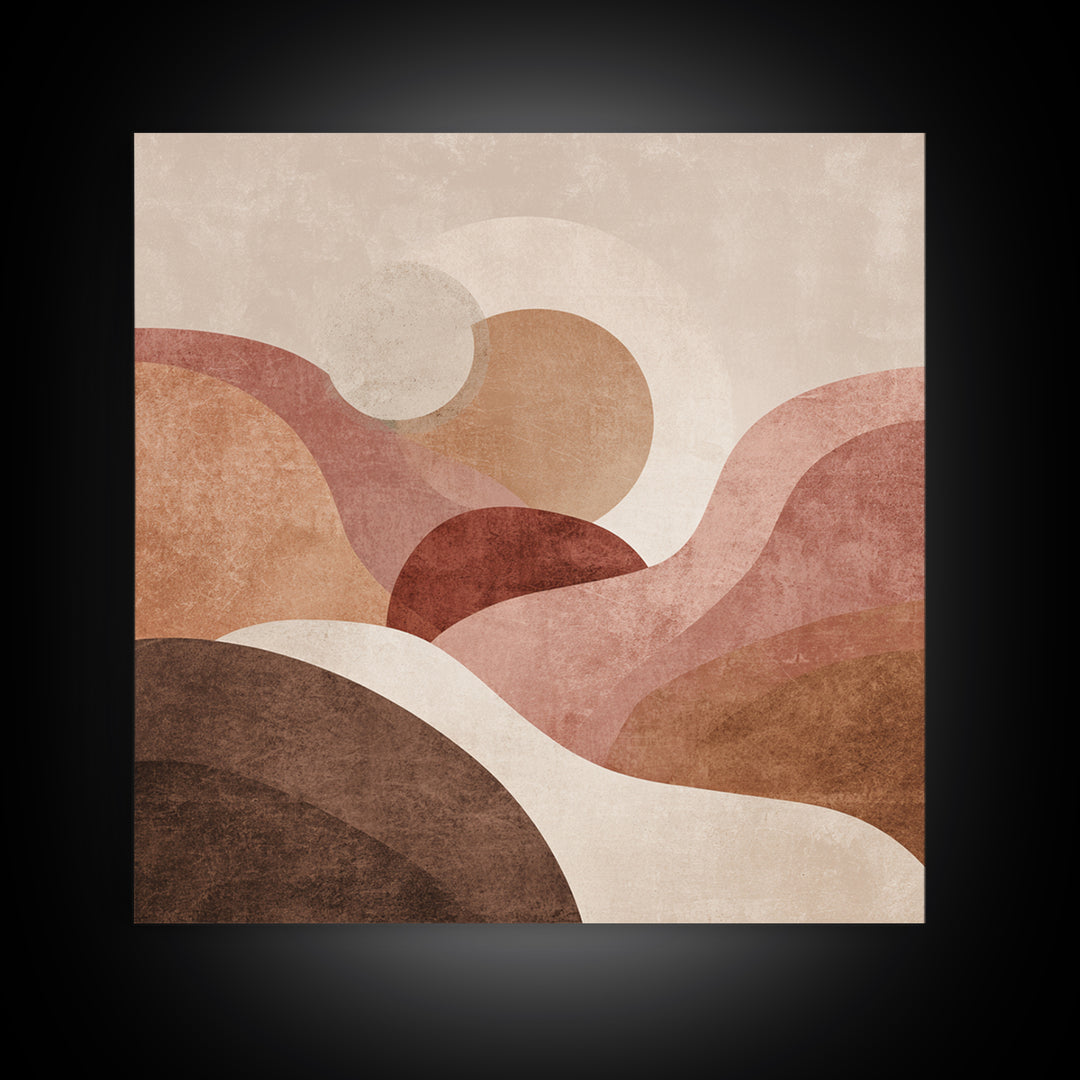 Blush Terracotta Abstract Landscape Wall Art, Minimalist Canvas Print For Neutral Living Room Decor And Modern Bedroom Decor