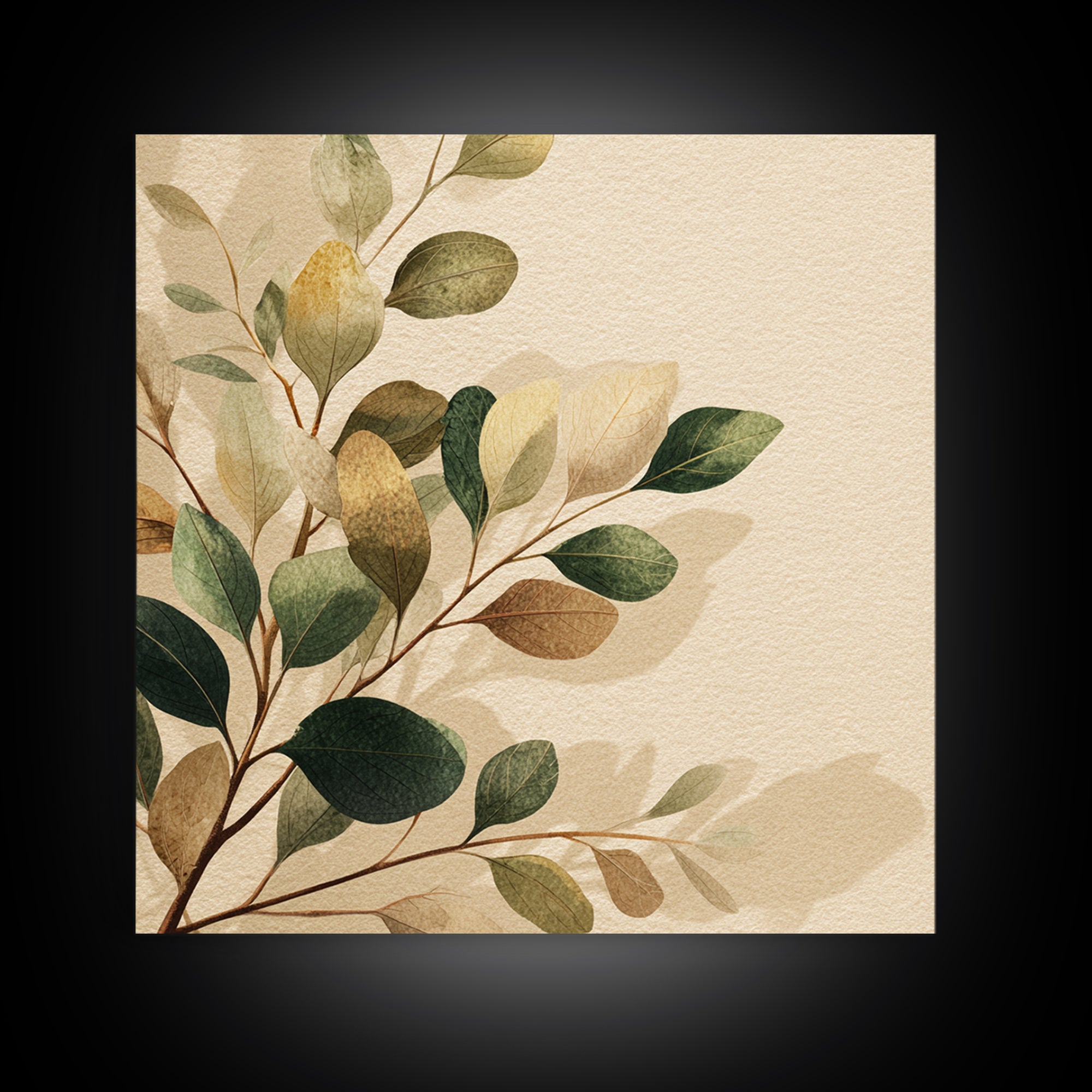 Eucalyptus Leaves Botanical Wall Art, Earth Tone Canvas Print, Neutral Nature Decor, Modern Farmhouse Living Room Art Print