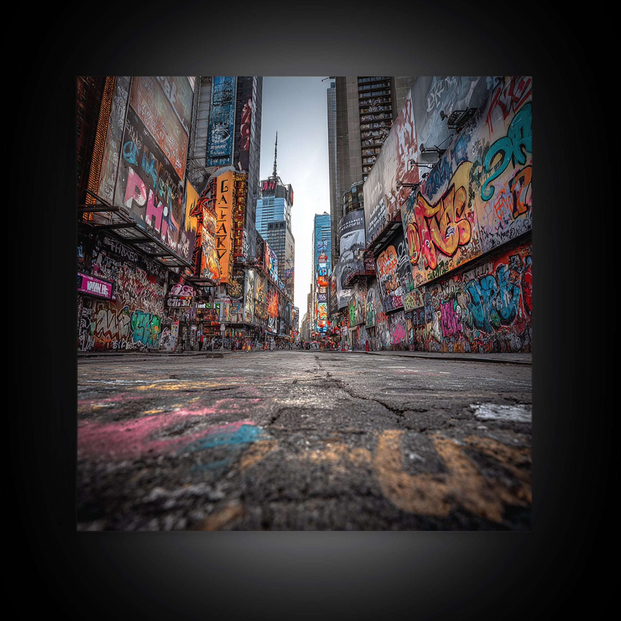 Graffiti Covered City Street Wall Art, Urban Canvas Print, New York Style Street Art, Industrial Loft Decor, Modern Poster
