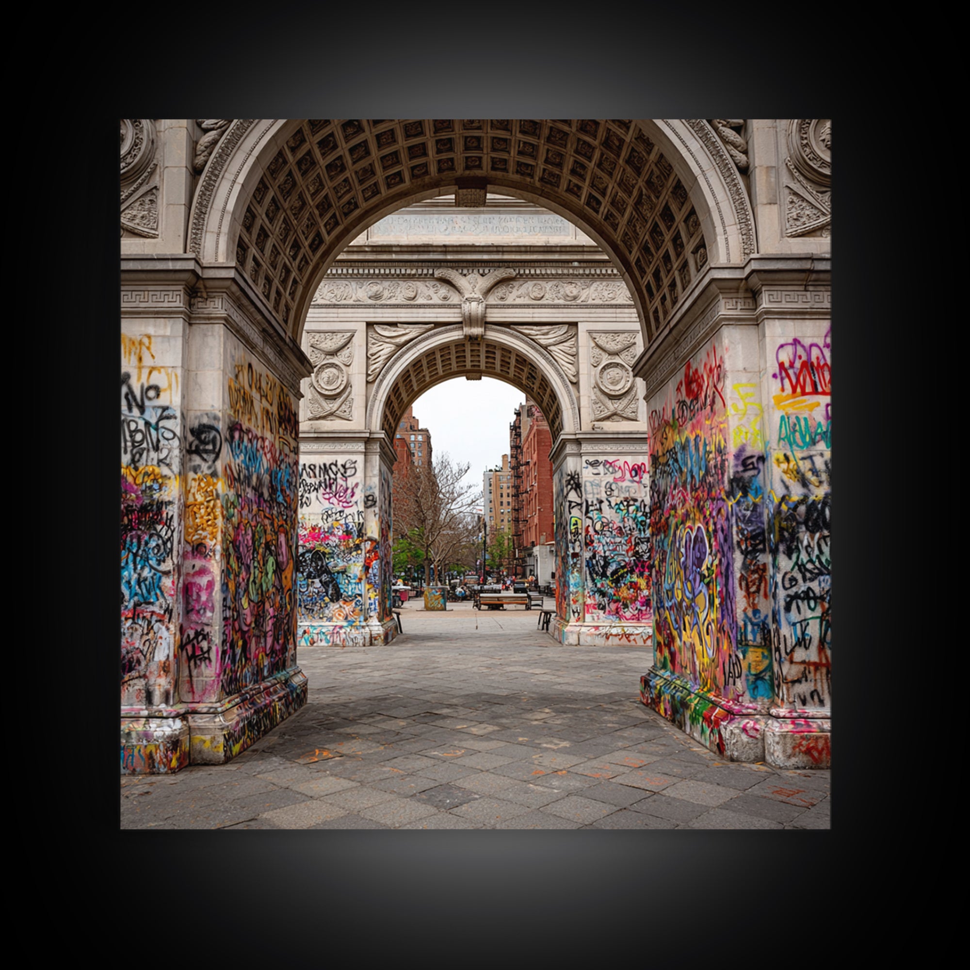 Graffiti Covered Washington Square Arch Wall Art, New York City Urban Photography Print For Modern Apartment Wall Decor Gift