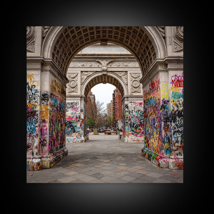 Graffiti Covered Washington Square Arch Wall Art, New York City Urban Photography Print For Modern Apartment Wall Decor Gift