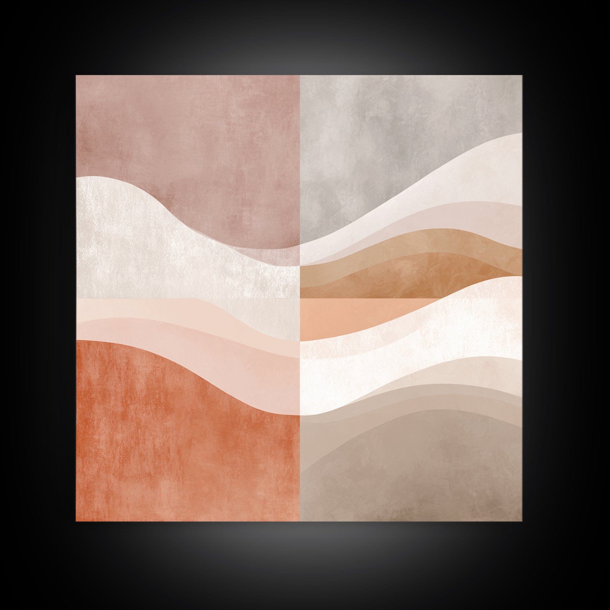 Terracotta Abstract Waves Wall Art, Neutral Beige Canvas Print, Modern Boho Decor, Earth Tone Living Room Wall Art Print