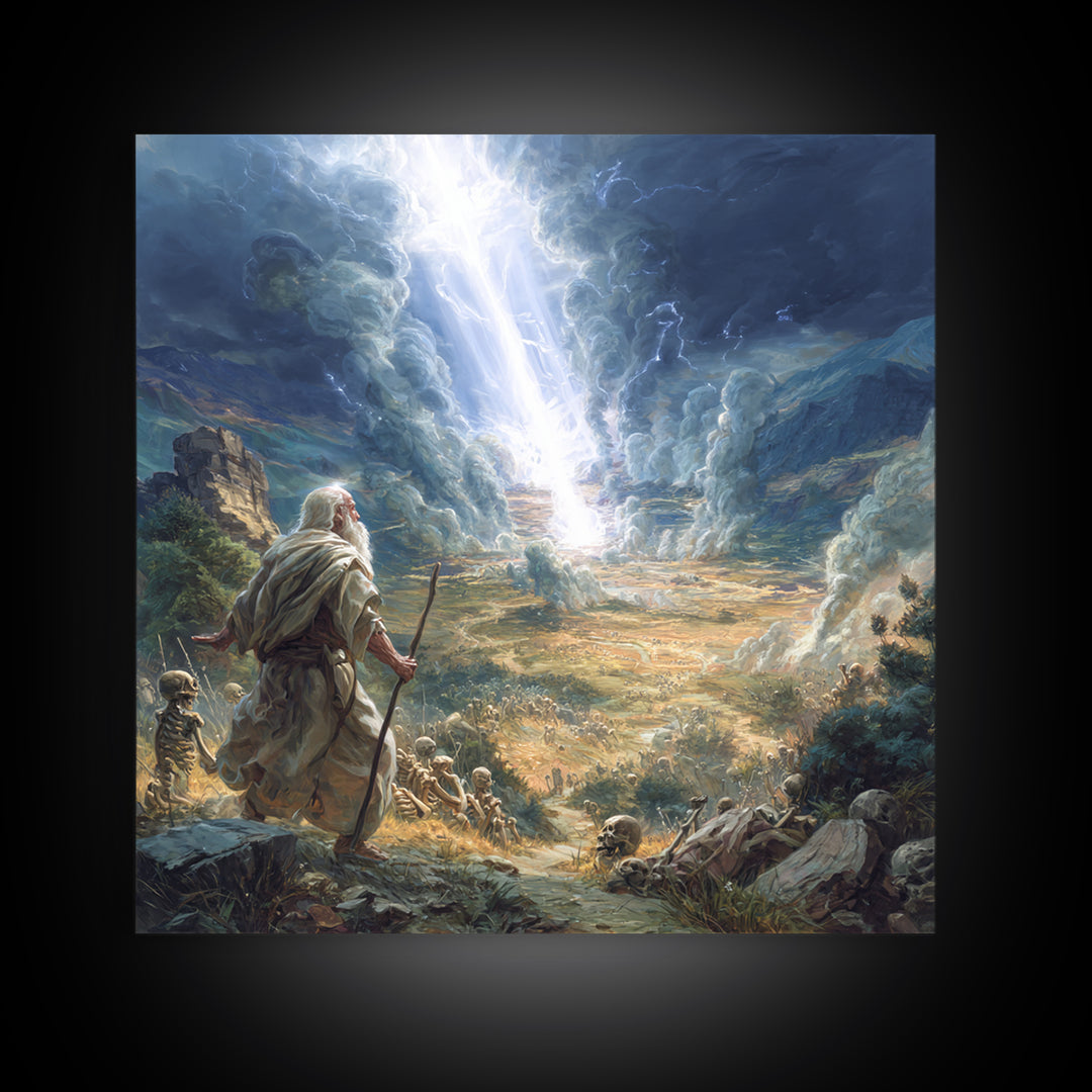 Ezekiel Valley Of Dry Bones Framed Canvas Print, Biblical Wall Art, Dramatic Religious Home Decor, Christian Gift For Him