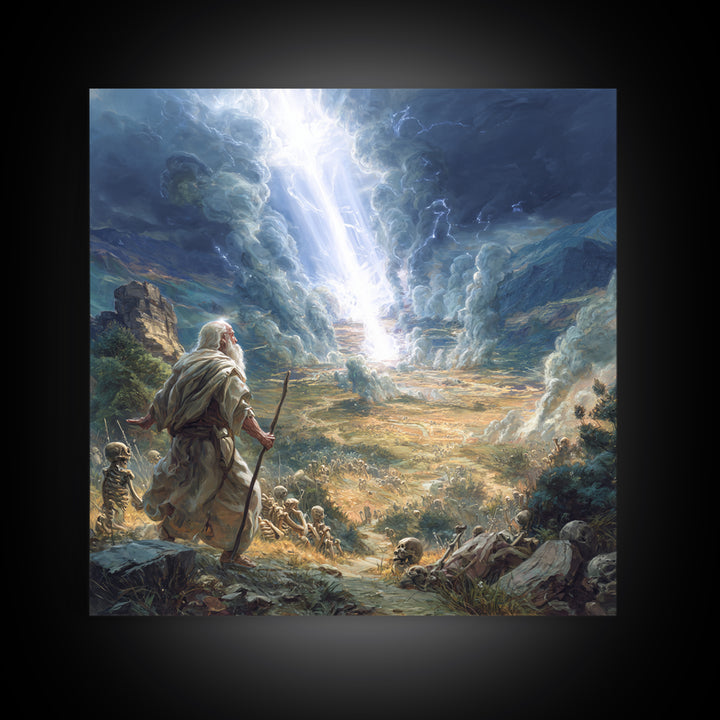 Ezekiel Valley Of Dry Bones Framed Canvas Print, Biblical Wall Art, Dramatic Religious Home Decor, Christian Gift For Him