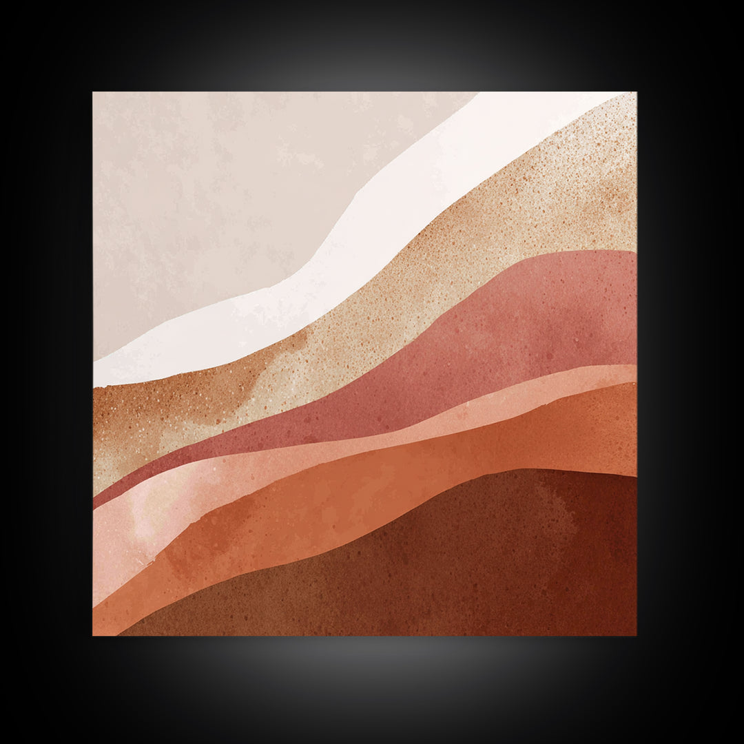 Terracotta Abstract Desert Layers Wall Art, Earth Tone Modern Decor, Neutral Canvas Print For Living Room And Bedroom Home Decor