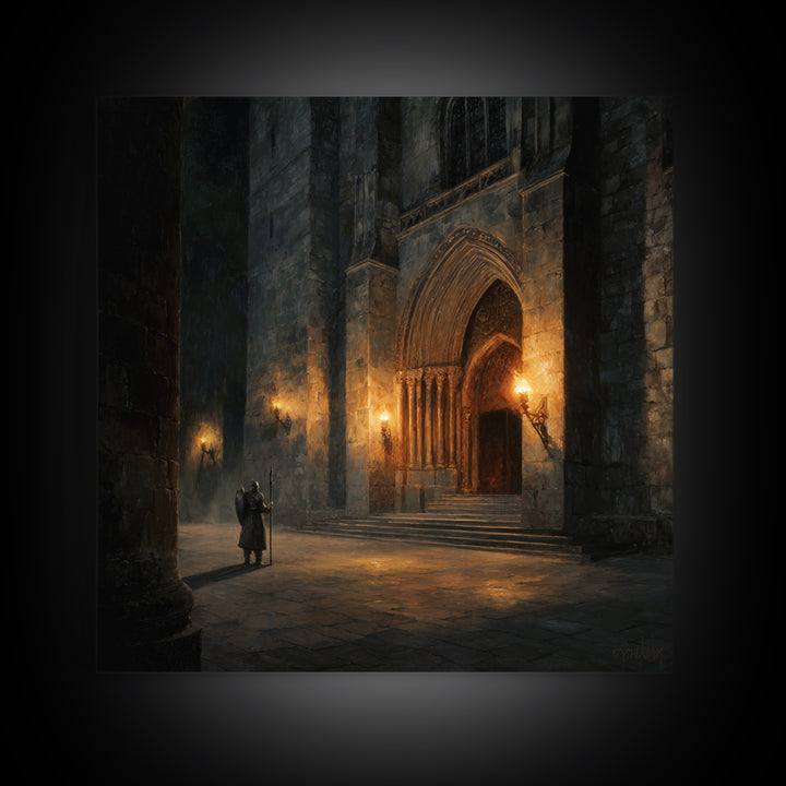 Gothic Cathedral Doorway Wall Art, Dark Medieval Architecture Canvas Print, Moody Wall Decor, Dark Academia, Fine Art Print