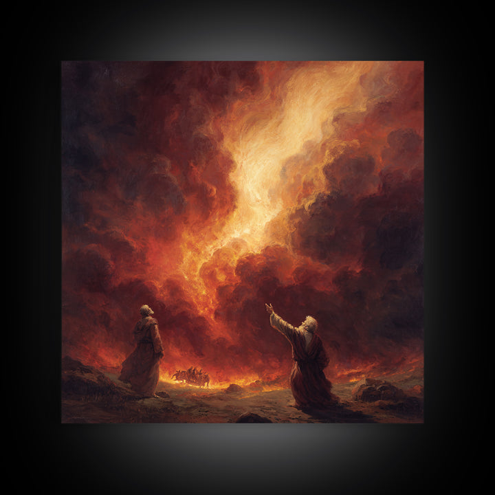 Apocalyptic Firestorm Biblical Scene Wall Art, Dramatic Religious Canvas Print, Christian Decor, Fine Art Print, Living Room Decor