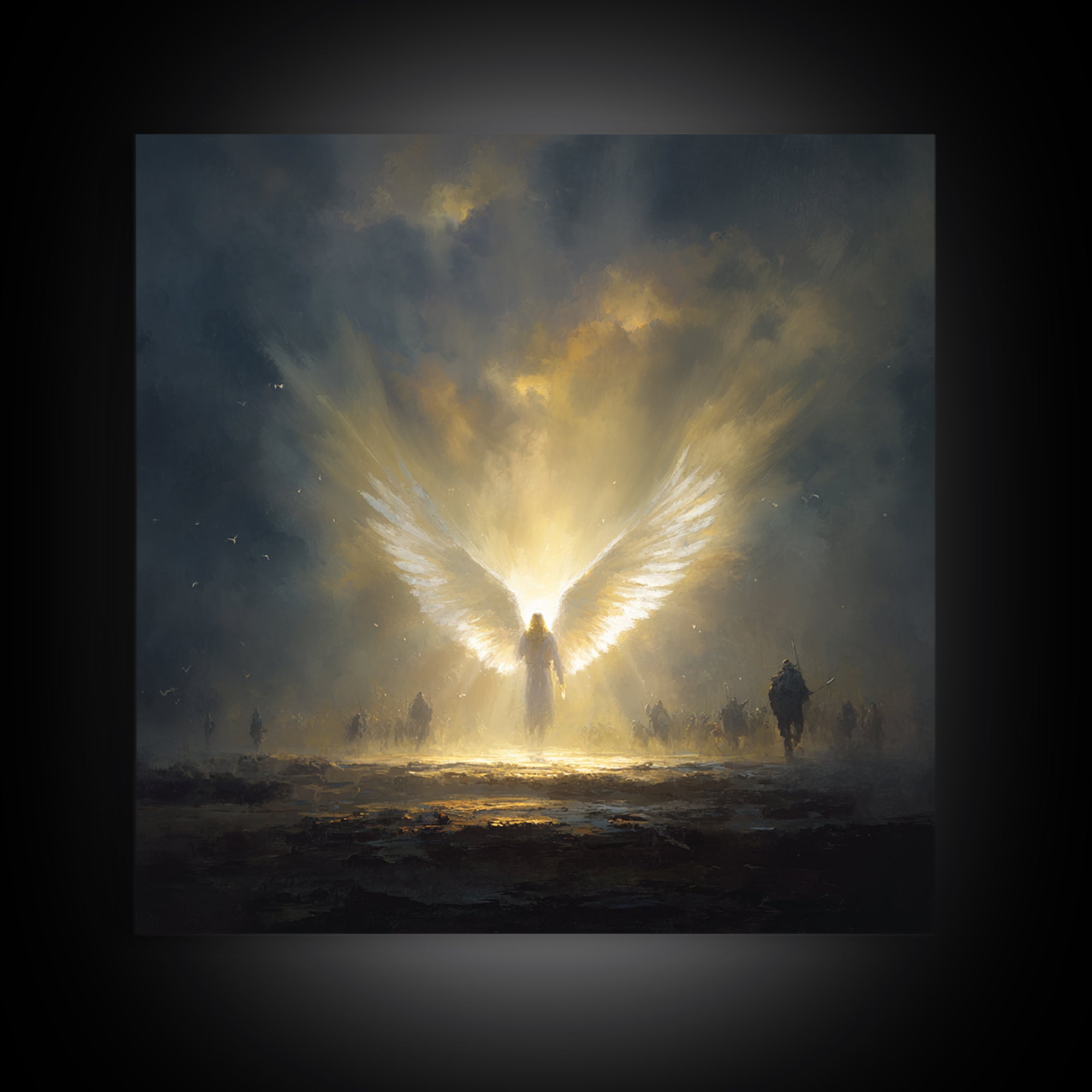 Radiant Angel With Golden Wings Canvas Print, Spiritual Wall Art, Fantasy Artwork, Christian Gift, Dramatic Home Decor, Fine Art Print