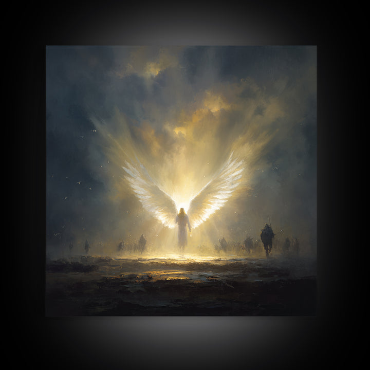 Radiant Angel With Golden Wings Canvas Print, Spiritual Wall Art, Fantasy Artwork, Christian Gift, Dramatic Home Decor, Fine Art Print