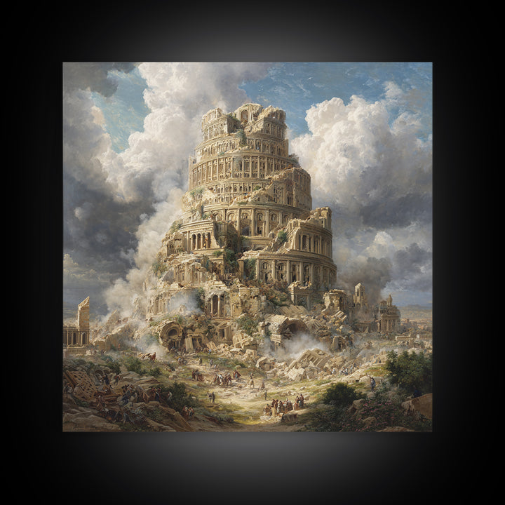 Tower Of Babel Ruins Canvas Print, Biblical Architecture Wall Art, Classical Painting, Historical Decor, Large Art Print