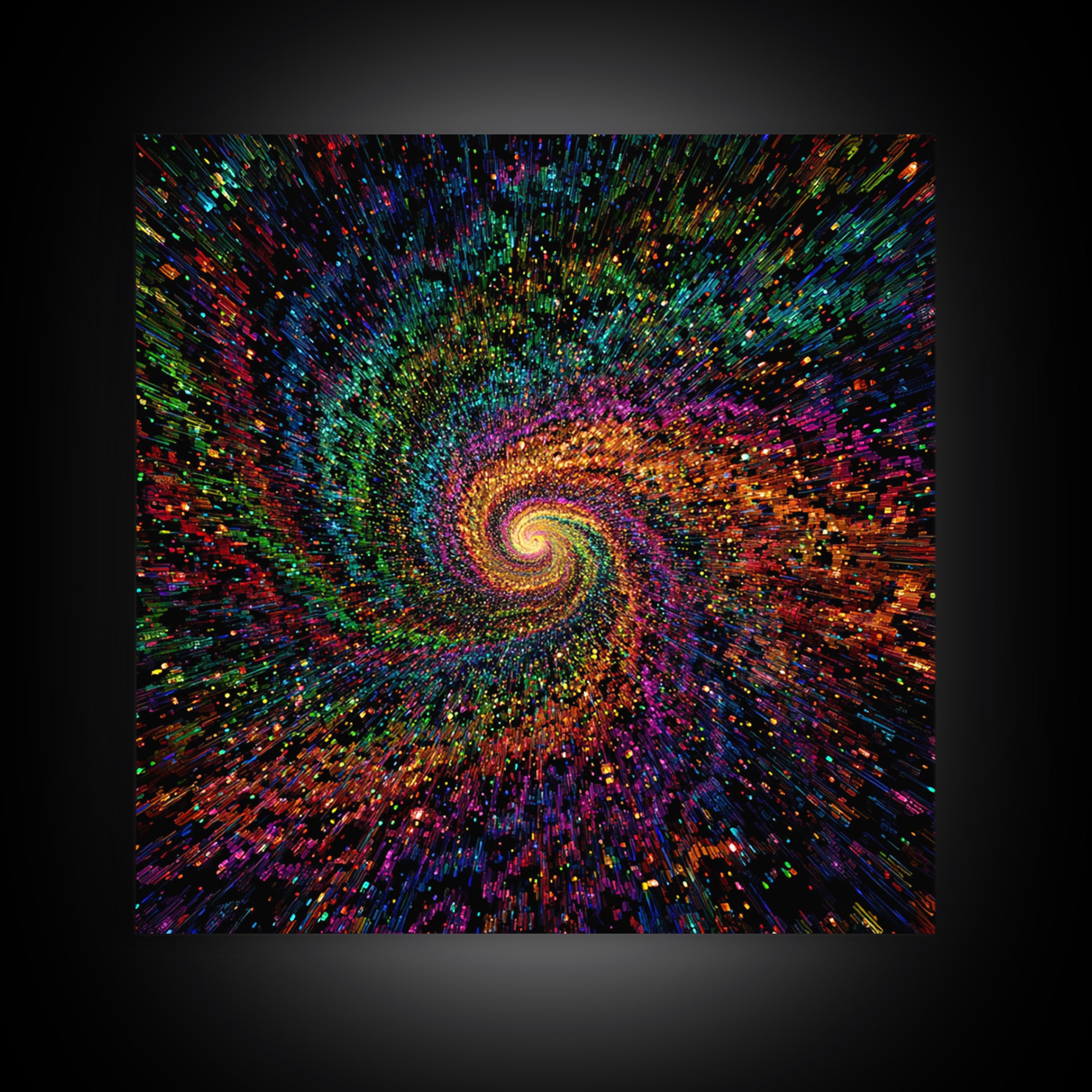 Rainbow Galaxy Spiral Wall Art, Colorful Cosmic Abstract Painting, Psychedelic Universe Decor, Modern Statement Canvas Print