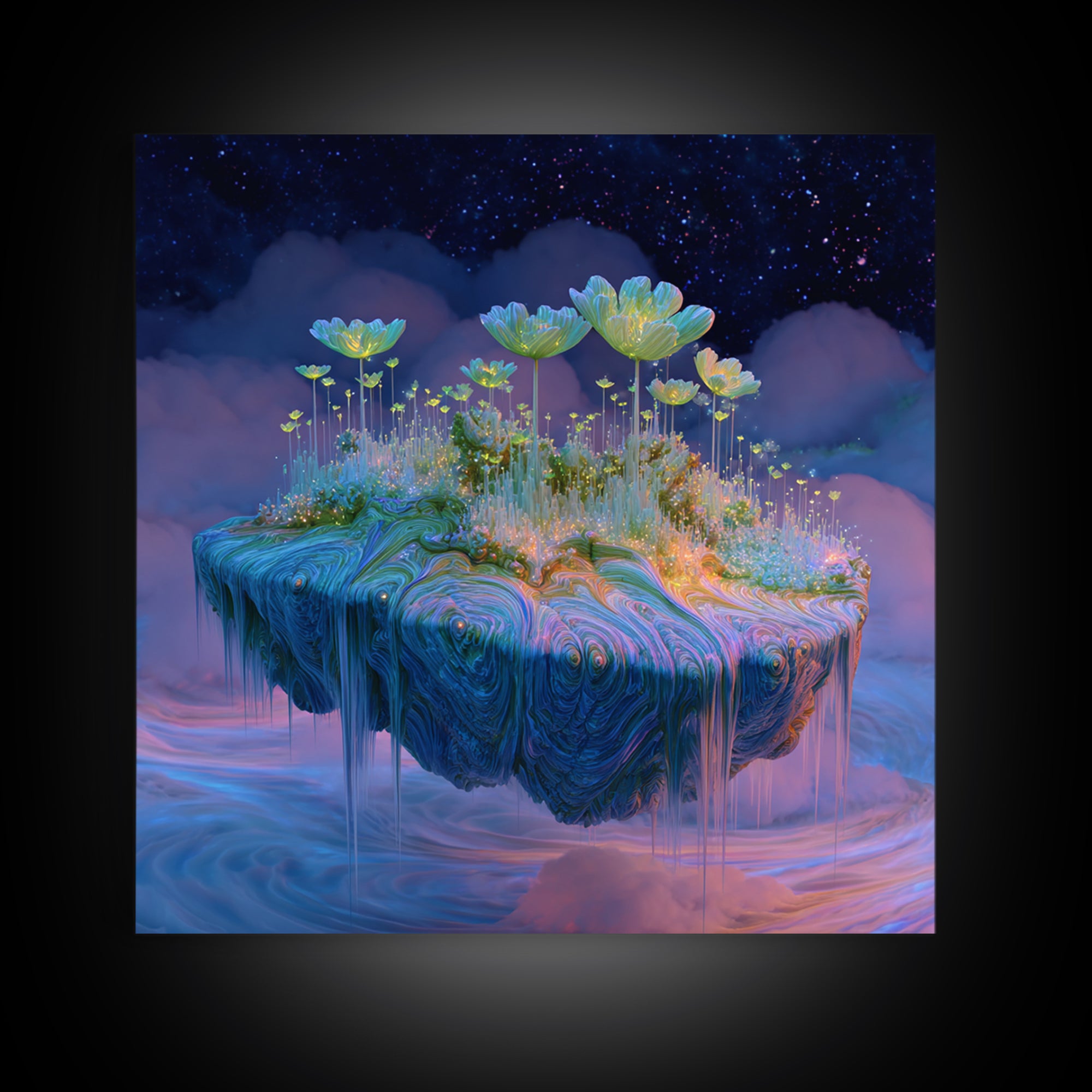 Floating Fantasy Island Wall Art, Surreal Dreamy Landscape Canvas Print, Whimsical Celestial Decor, Colorful Fantasy Art