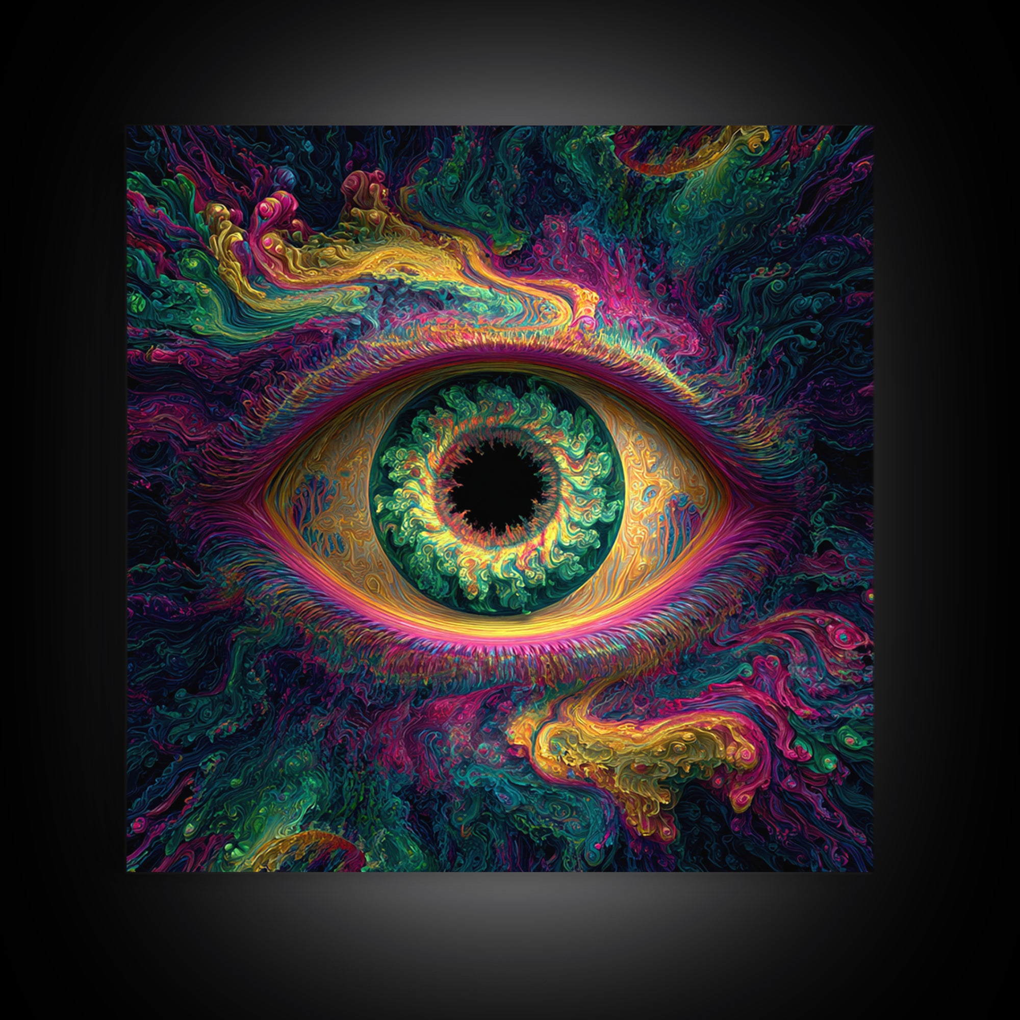 Psychedelic Cosmic Eye Abstract Wall Art, Trippy Colorful Visionary Canvas Print, Mystical Boho Room Decor