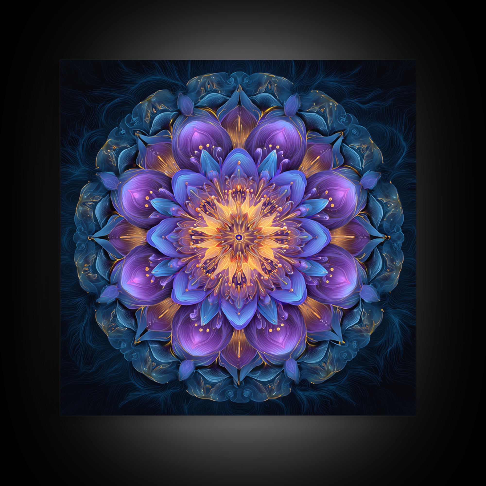 Vibrant Mandala Flower Wall Art, Colorful Boho Sacred Geometry Canvas Print, Meditation Room Decor And Modern Spiritual Art