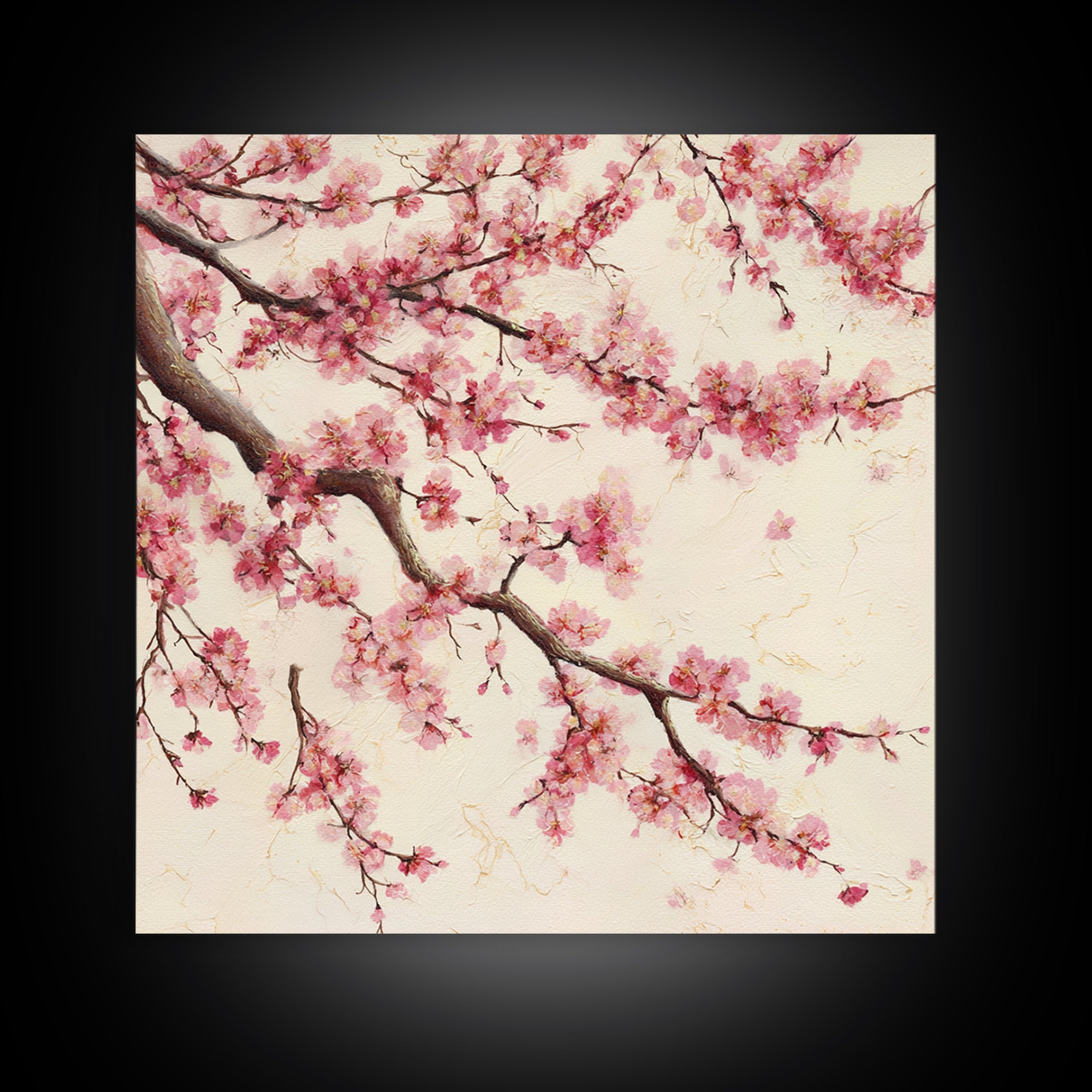 Pink Cherry Blossom Wall Art, Japanese Floral Branch Print, Botanical Spring Decor, Feminine Bedroom Canvas Gift For Her