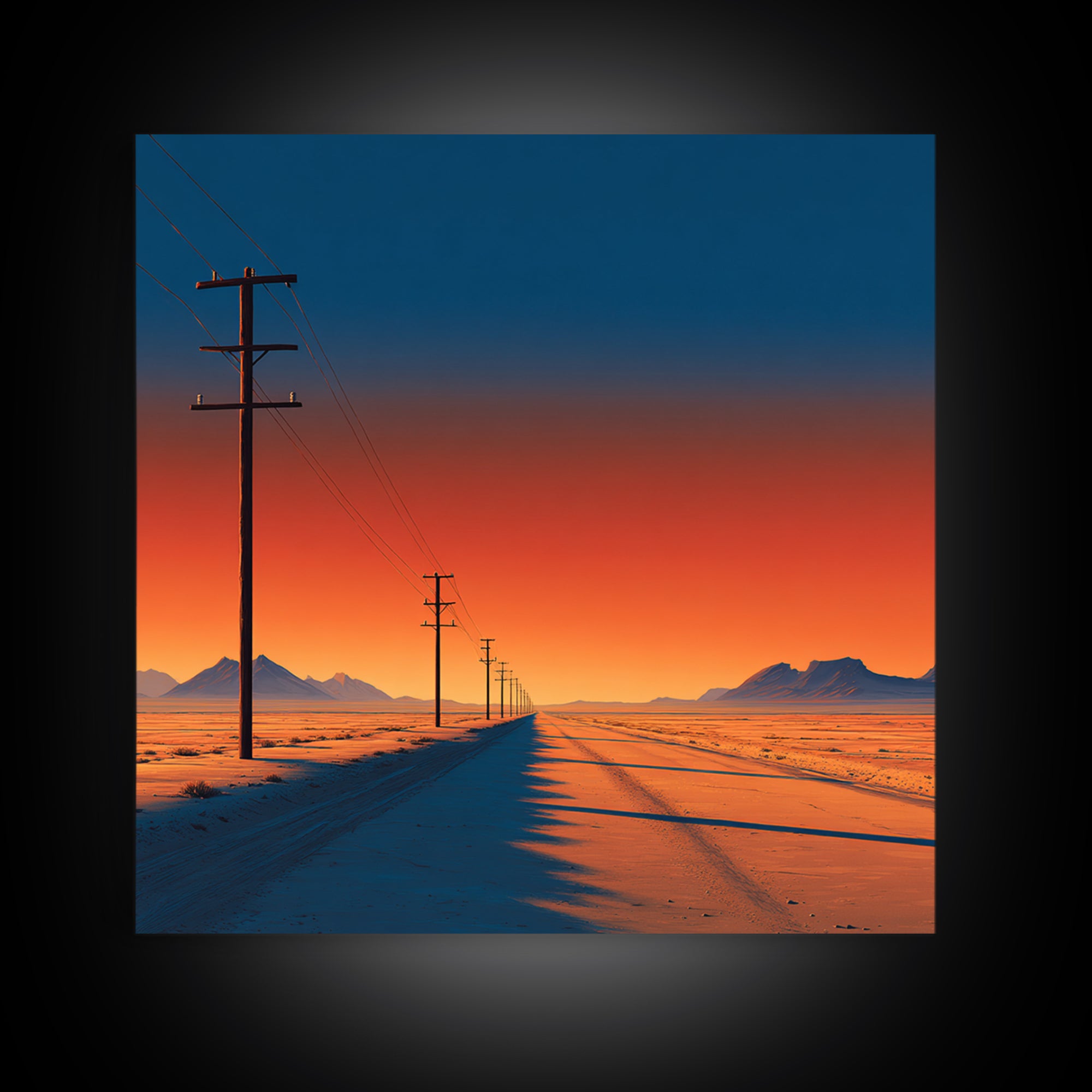 Minimal Desert Highway At Sunrise Wall Art, Colorful Modern Landscape Canvas Print, Southwestern Home Decor Office Art