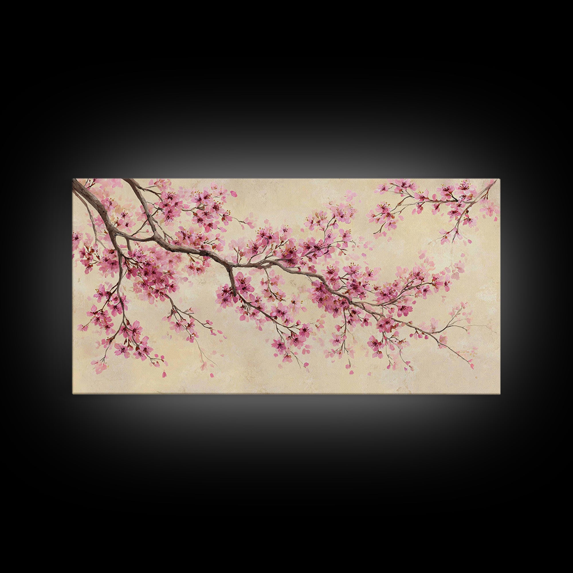 Pink Cherry Blossom Wall Art, Delicate Spring Branch Botanical Print, Japandi Bedroom Decor, Feminine Home Decor Gift For Her