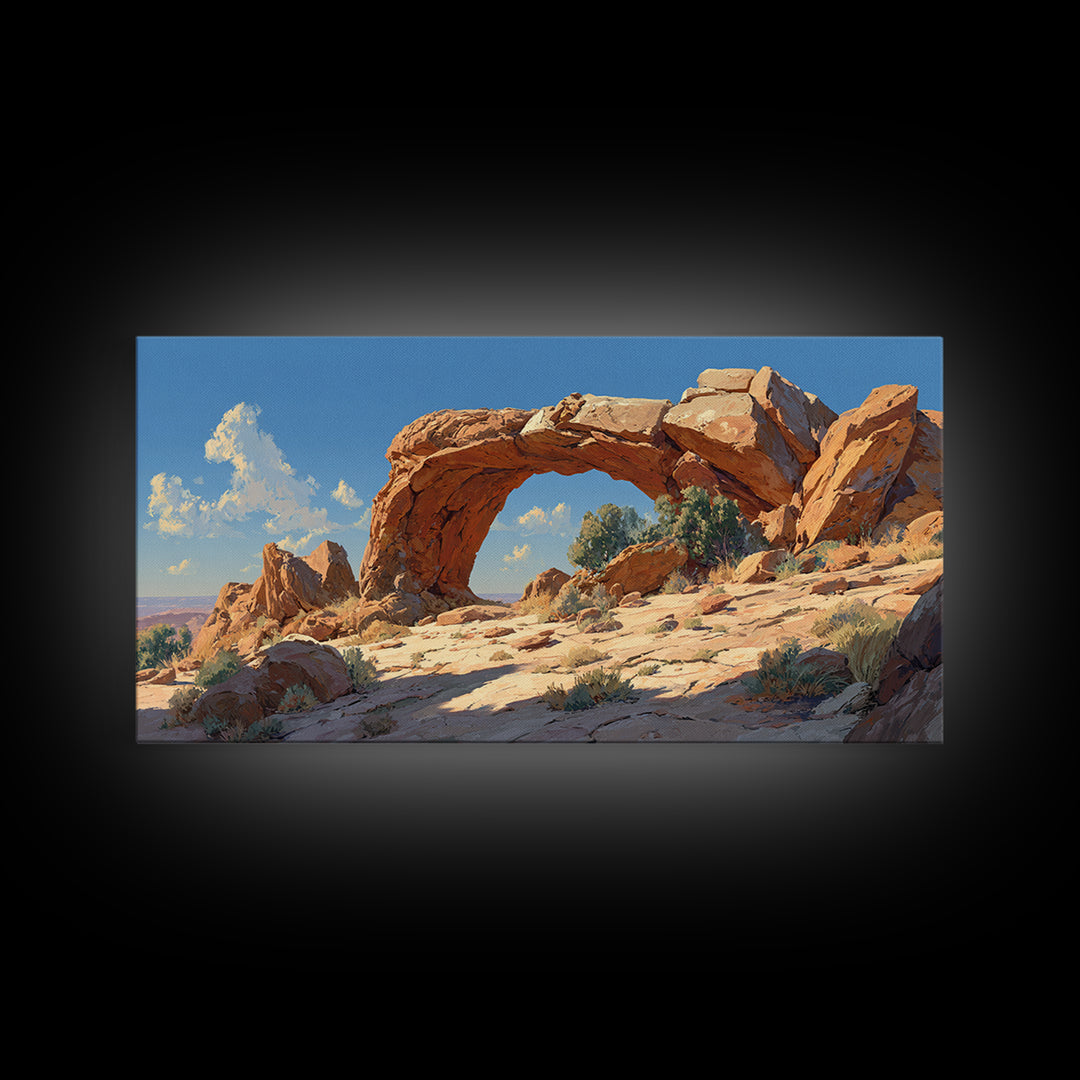 Majestic Natural Rock Arch Landscape Wall Art Print Stunning Canyon View Large Framed Canvas Print For Rustic Home Decor