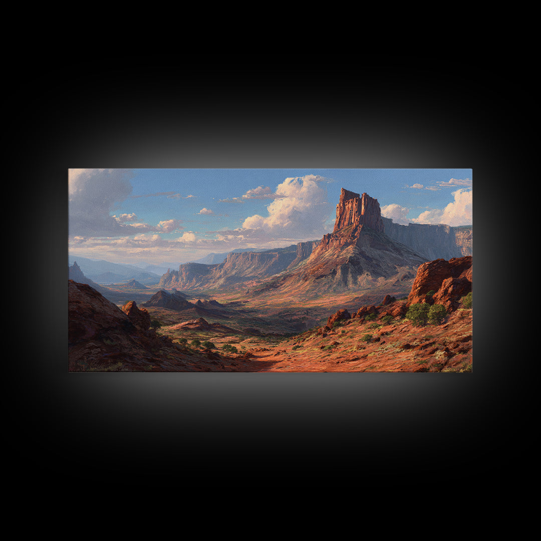 Stunning Red Rocky Mountain Landscape Painting Wall Art For Home Decoration Framed Canvas Print Mountain Scene Art