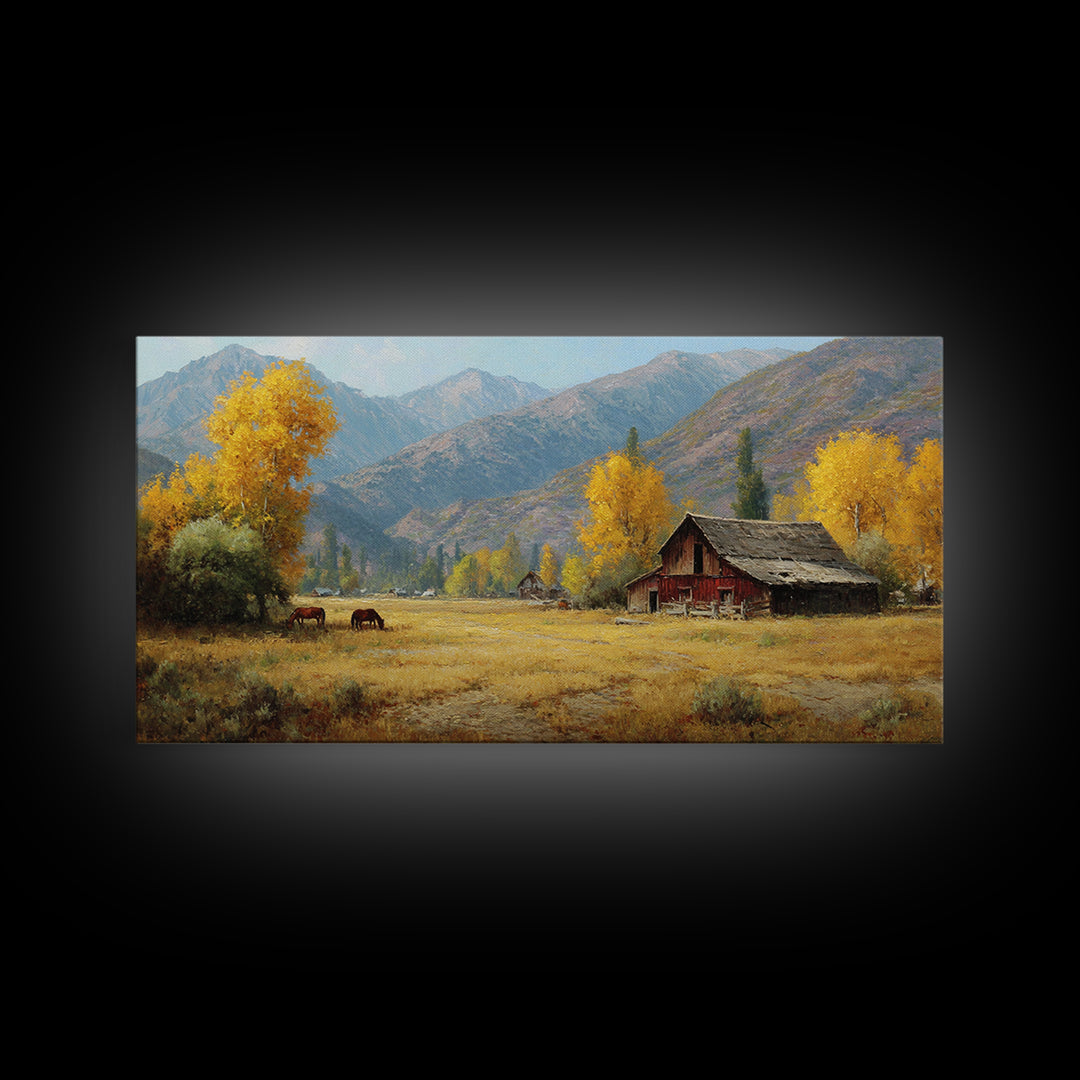 Stunning Autumn Mountain Landscape With Rich Foliage Wall Art Print For Rustic Living Room Decor Canvas Print